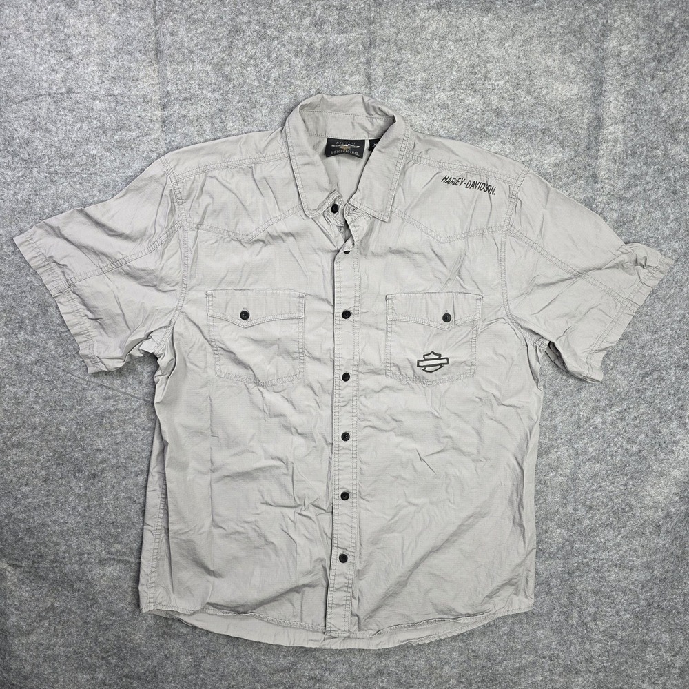 Harley-Davidson Shirt Mens XL Short Sleeve Ripstop Number 1 Patch Bar‎ Shield